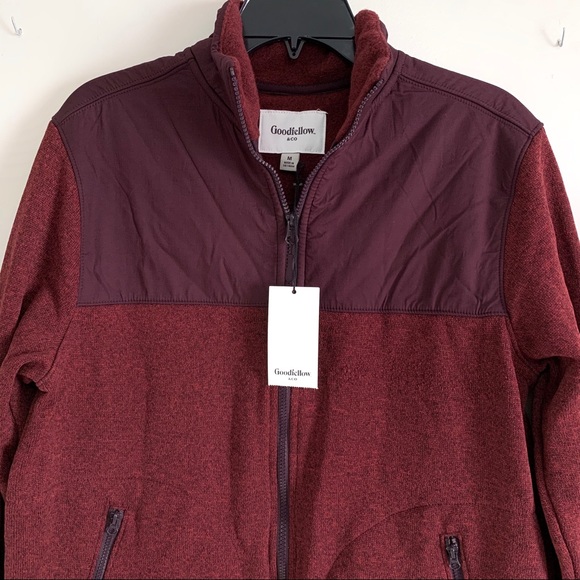 Goodfellow & Co Burgundy Zip-Up Fleece Jacket NWT - Picture 3 of 8